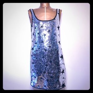 Ultra Flirt Silver Sequin Star Dress